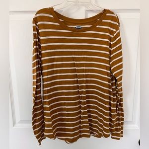 Yellow and white striped long sleeve tee